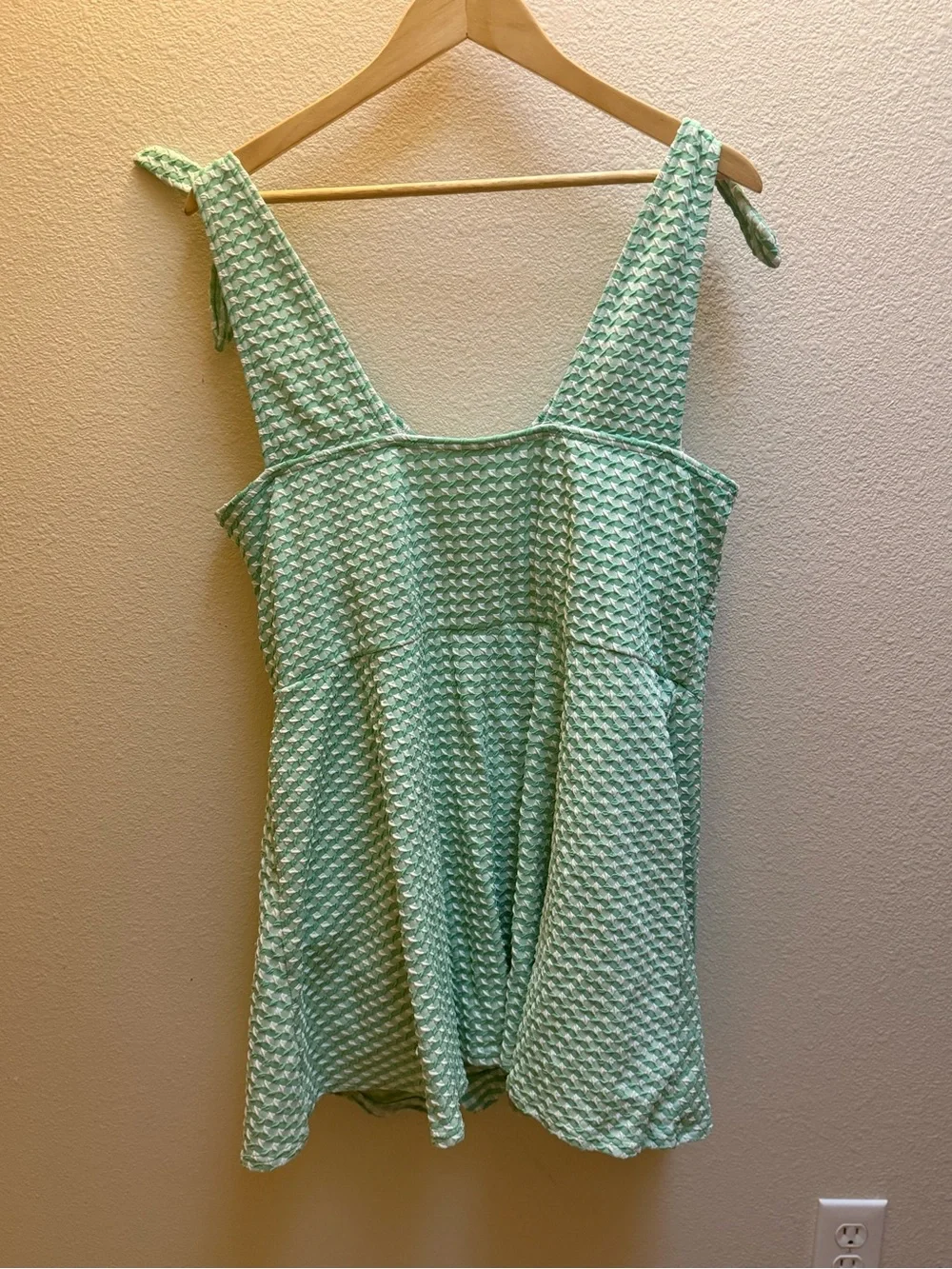 Lands' End Mint Green Textured Swim Dress
